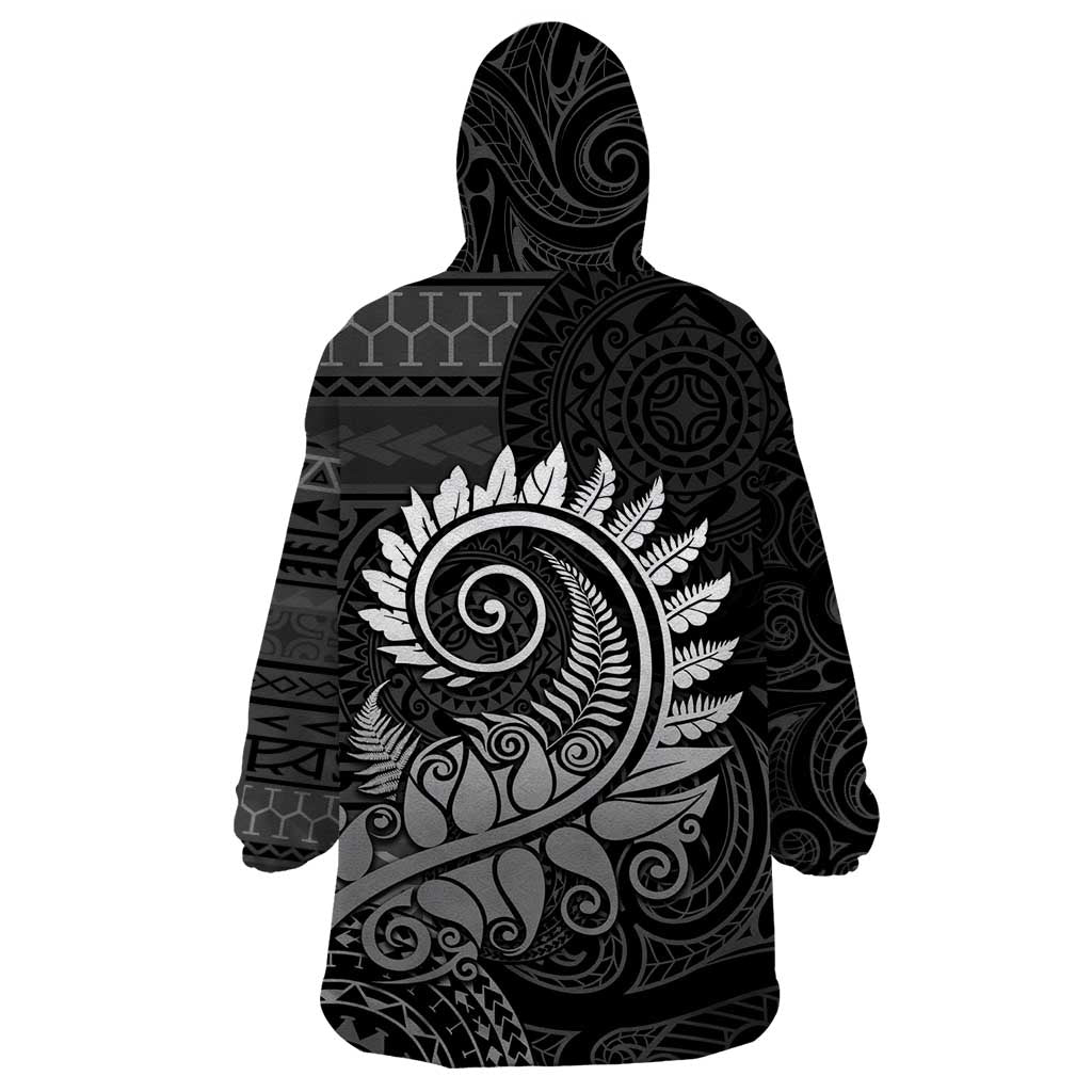 New Zealand Maori Koru Fern Wearable Blanket Hoodie Spiral Polynesian Style Gray LT05 - Polynesian Pride