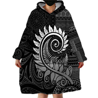 New Zealand Maori Koru Fern Wearable Blanket Hoodie Spiral Polynesian Style Gray LT05 - Polynesian Pride