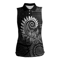 New Zealand Maori Koru Fern Women Sleeveless Polo Shirt Spiral Polynesian Style Gray LT05 Female Gray - Polynesian Pride