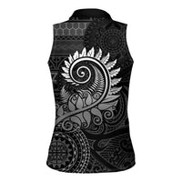 New Zealand Maori Koru Fern Women Sleeveless Polo Shirt Spiral Polynesian Style Gray LT05 - Polynesian Pride
