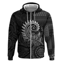New Zealand Maori Koru Fern Zip Hoodie Spiral Polynesian Style Gray LT05 Zip Hoodie Gray - Polynesian Pride