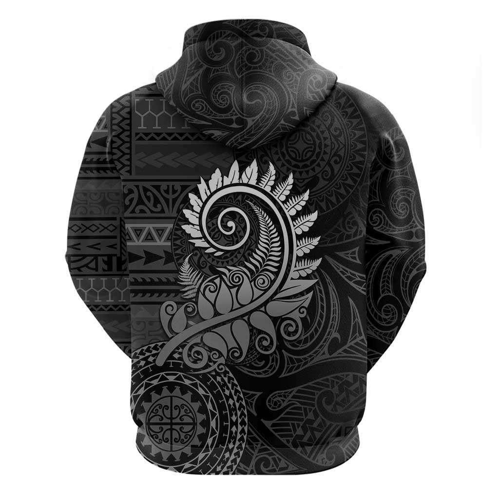 New Zealand Maori Koru Fern Zip Hoodie Spiral Polynesian Style Gray LT05 - Polynesian Pride