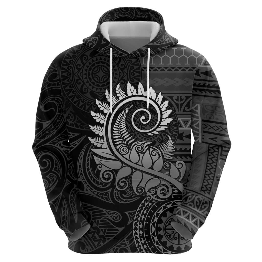 New Zealand Maori Koru Fern Zip Hoodie Spiral Polynesian Style Gray LT05 - Polynesian Pride