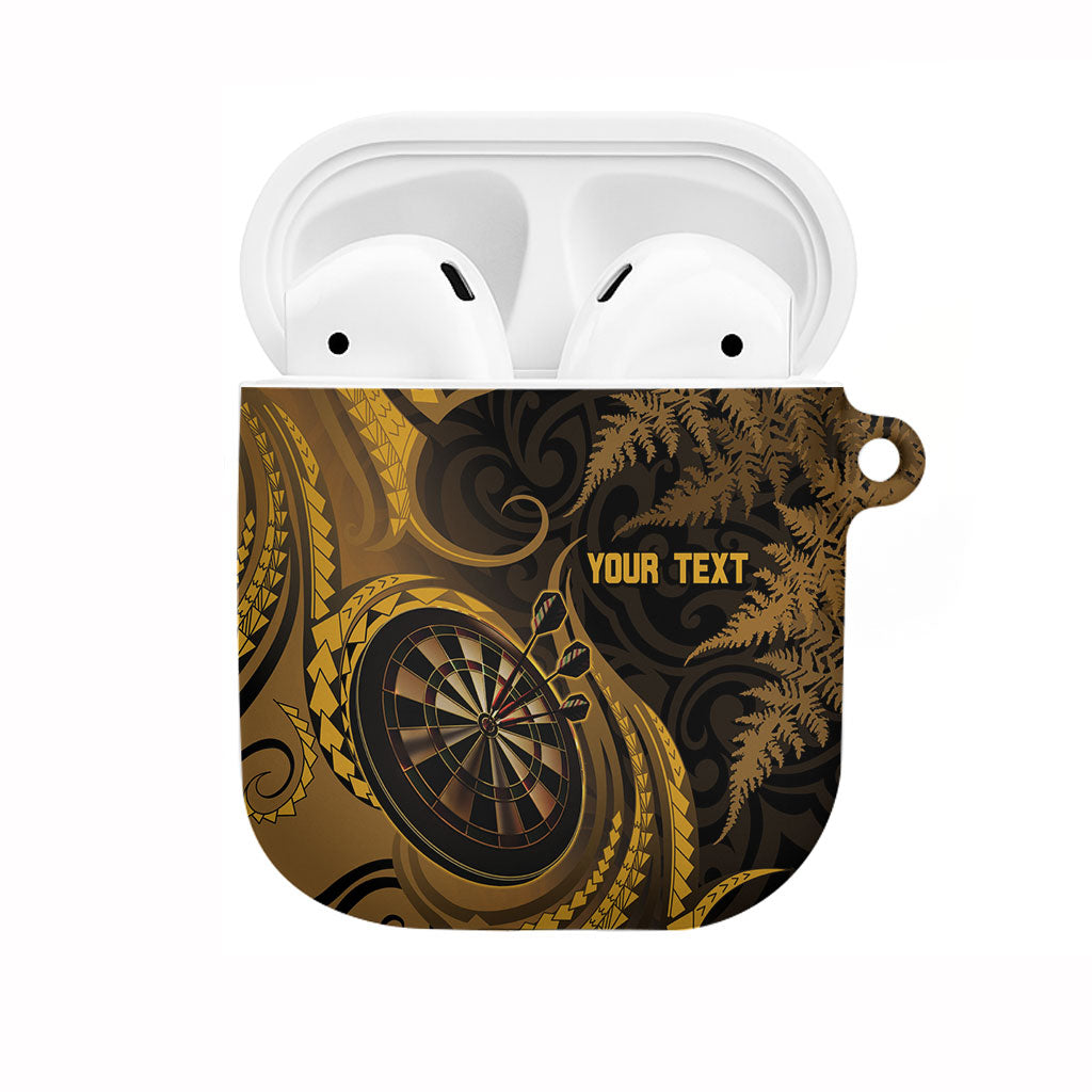 Personalised New Zealand Gold Darts AirPods Case Maori Fern Curve Style LT05 Gold - Polynesian Pride
