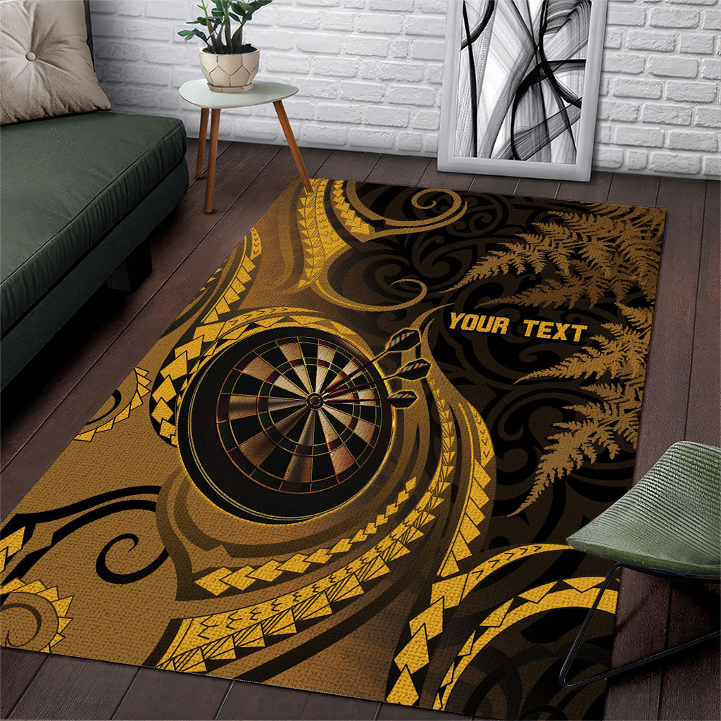 Personalised New Zealand Gold Darts Area Rug Maori Fern Curve Style LT05 Gold - Polynesian Pride