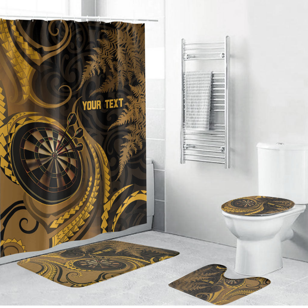 Personalised New Zealand Gold Darts Bathroom Set Maori Fern Curve Style