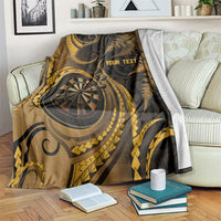 Personalised New Zealand Gold Darts Blanket Maori Fern Curve Style