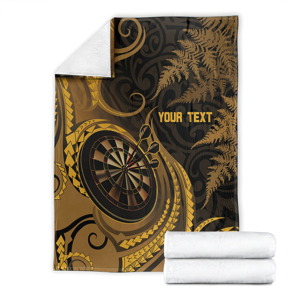 Personalised New Zealand Gold Darts Blanket Maori Fern Curve Style