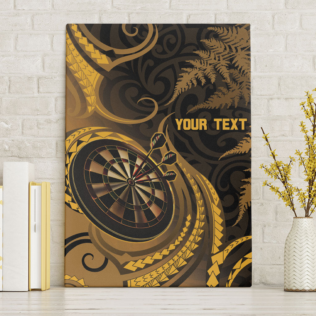 Personalised New Zealand Gold Darts Canvas Wall Art Maori Fern Curve Style LT05 Without Frame Gold - Polynesian Pride