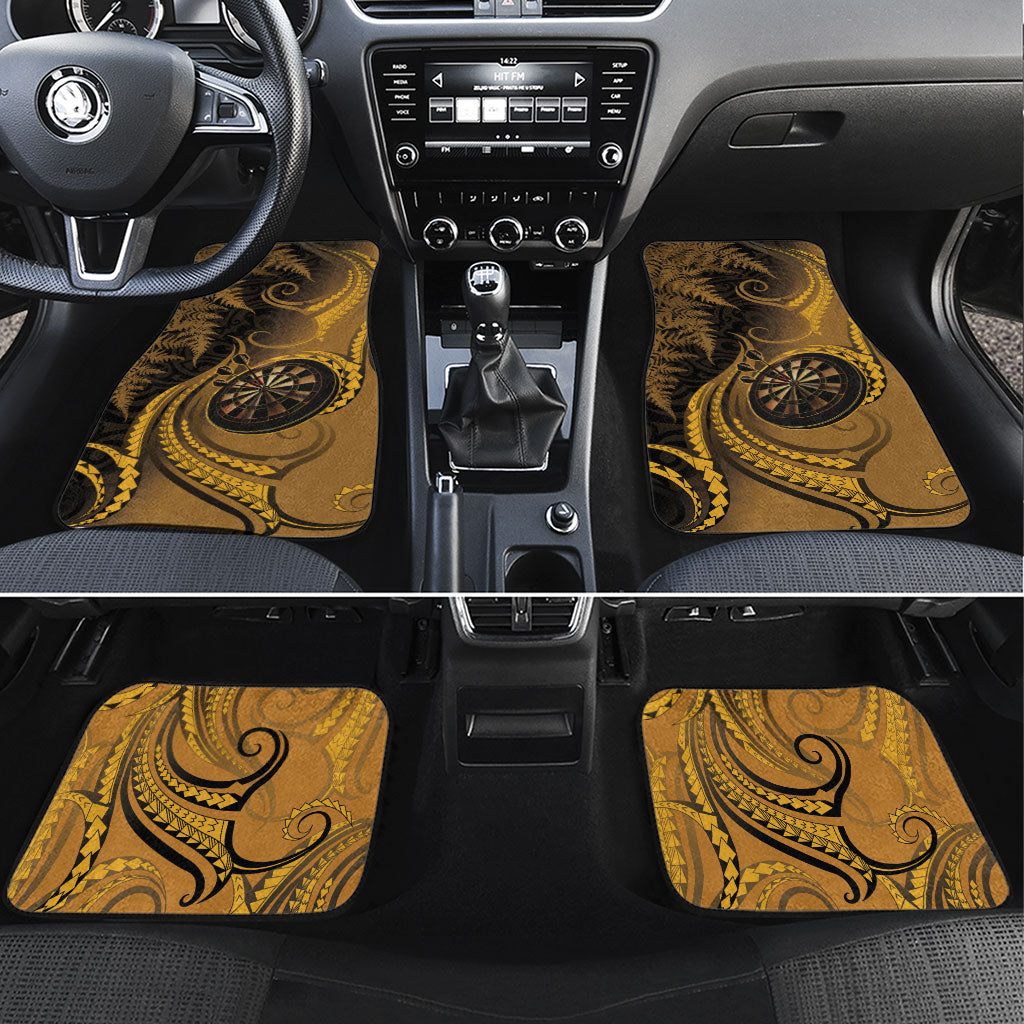New Zealand Gold Darts Car Mats Maori Fern Curve Style LT05 Set 4pcs Gold - Polynesian Pride
