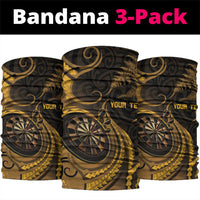 Personalised New Zealand Gold Darts Neck Gaiter Maori Fern Curve Style