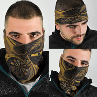 Personalised New Zealand Gold Darts Neck Gaiter Maori Fern Curve Style
