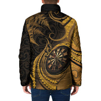 Personalised New Zealand Gold Darts Padded Jacket Maori Fern Curve Style