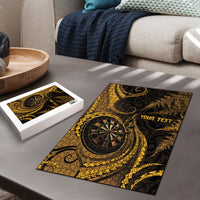 Personalised New Zealand Gold Darts Puzzle Maori Fern Curve Style