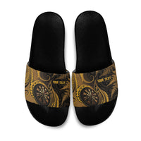 Personalised New Zealand Gold Darts Slide Sandals Maori Fern Curve Style