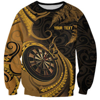 Personalised New Zealand Gold Darts Sweatshirt Maori Fern Curve Style