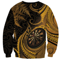 Personalised New Zealand Gold Darts Sweatshirt Maori Fern Curve Style