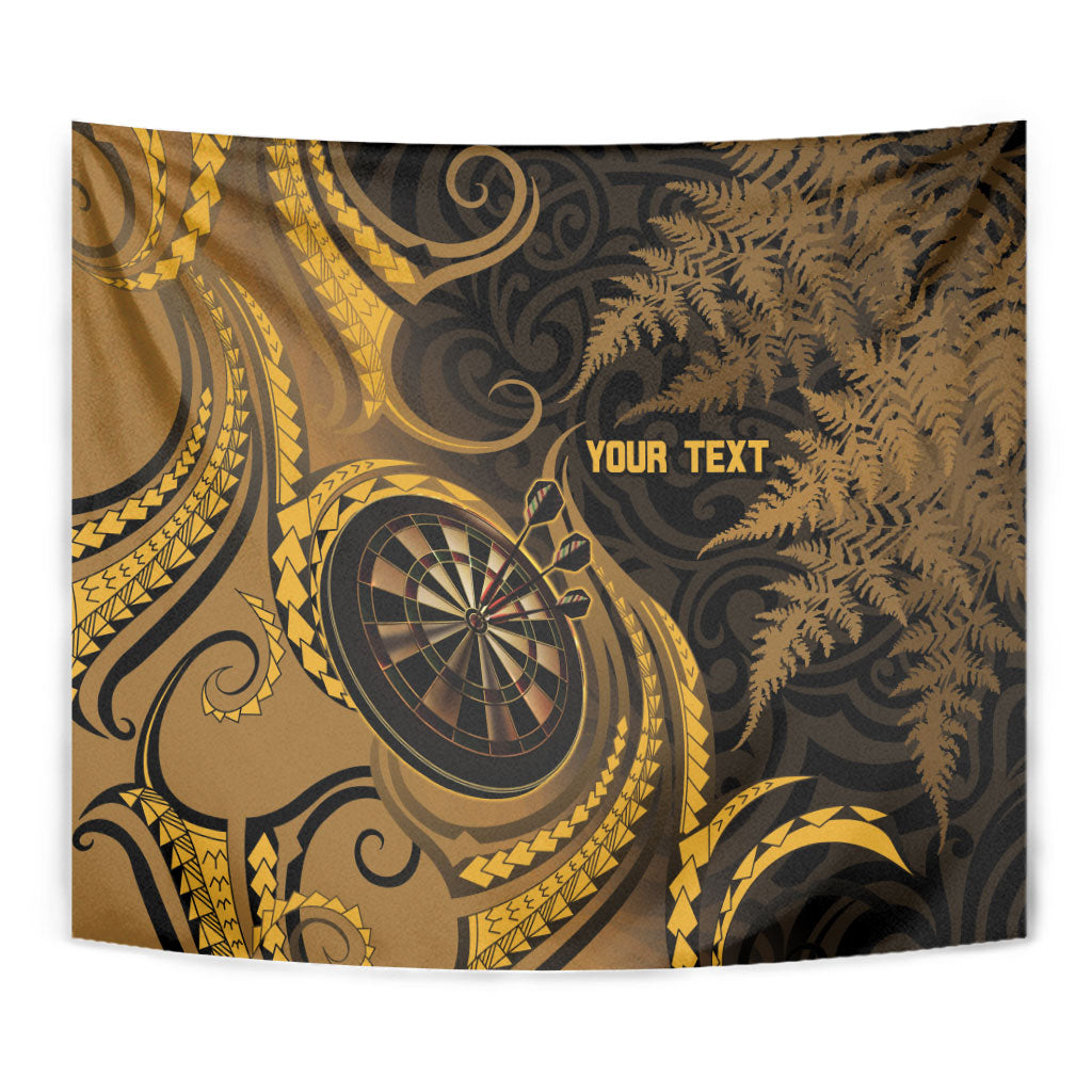 Personalised New Zealand Gold Darts Tapestry Maori Fern Curve Style