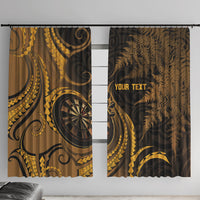 Personalised New Zealand Gold Darts Window Curtain Maori Fern Curve Style