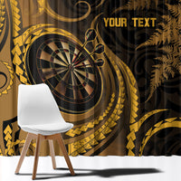Personalised New Zealand Gold Darts Window Curtain Maori Fern Curve Style
