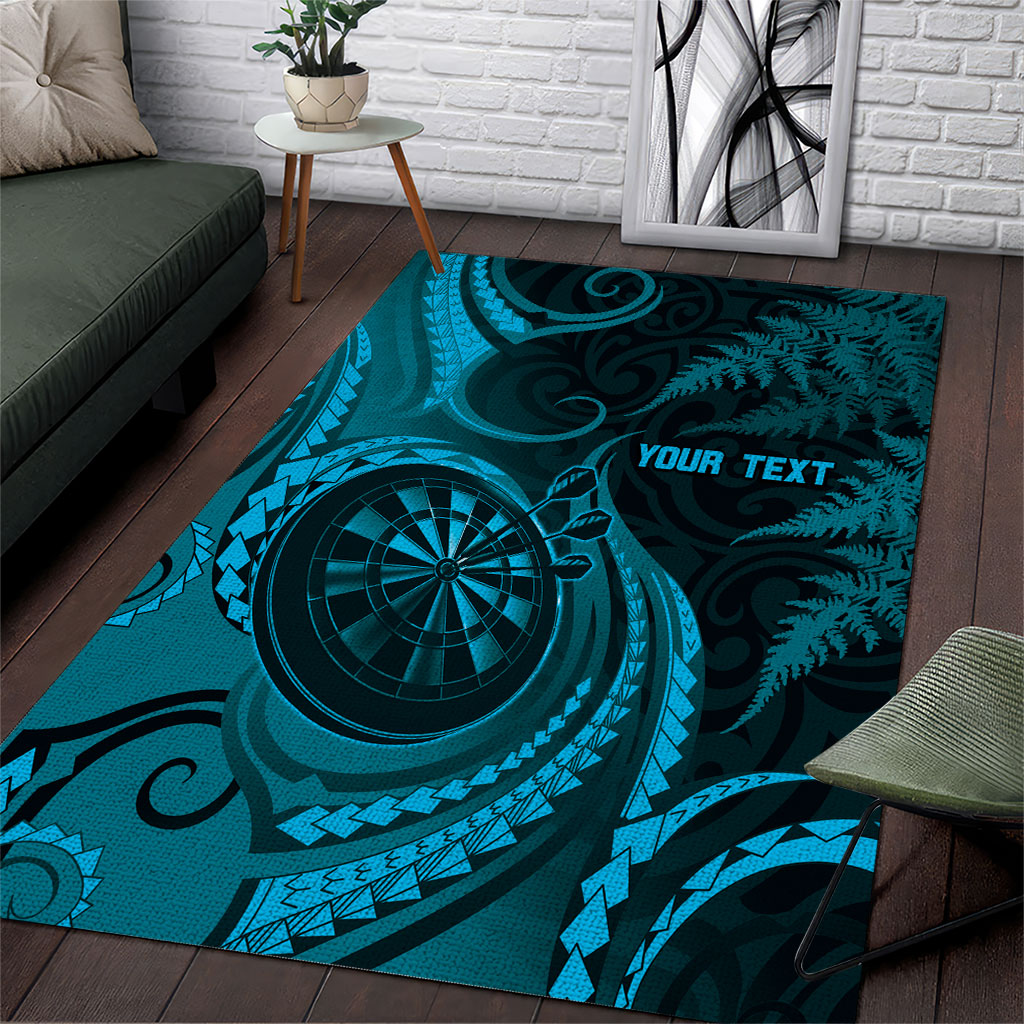 Personalised New Zealand Turquoise Darts Area Rug Maori Fern Curve Style LT05 Turquoise - Polynesian Pride