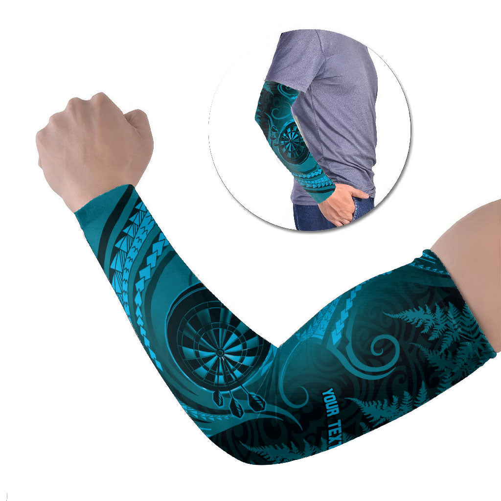 Personalised New Zealand Turquoise Darts Arm Sleeves Maori Fern Curve Style LT05 Set of 2 Turquoise - Polynesian Pride