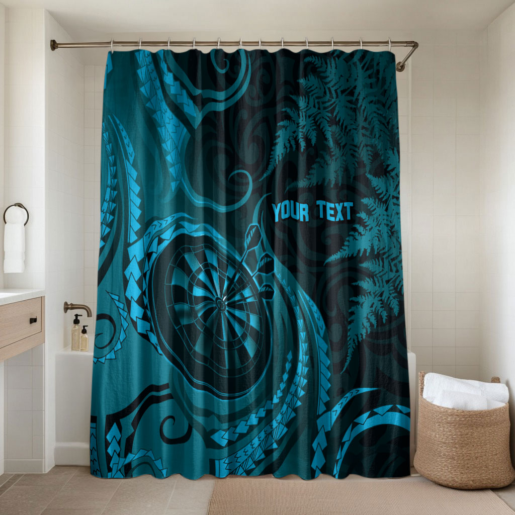 Personalised New Zealand Turquoise Darts Bathroom Set Maori Fern Curve Style