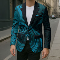 Personalised New Zealand Turquoise Darts Blazer Maori Fern Curve Style