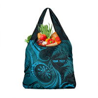 Personalised New Zealand Turquoise Darts Grocery Bag Maori Fern Curve Style