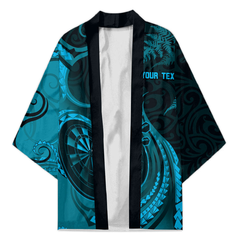 Personalised New Zealand Turquoise Darts Kimono Maori Fern Curve Style LT05 Unisex Turquoise - Polynesian Pride