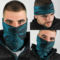 Personalised New Zealand Turquoise Darts Neck Gaiter Maori Fern Curve Style