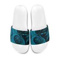 Personalised New Zealand Turquoise Darts Slide Sandals Maori Fern Curve Style