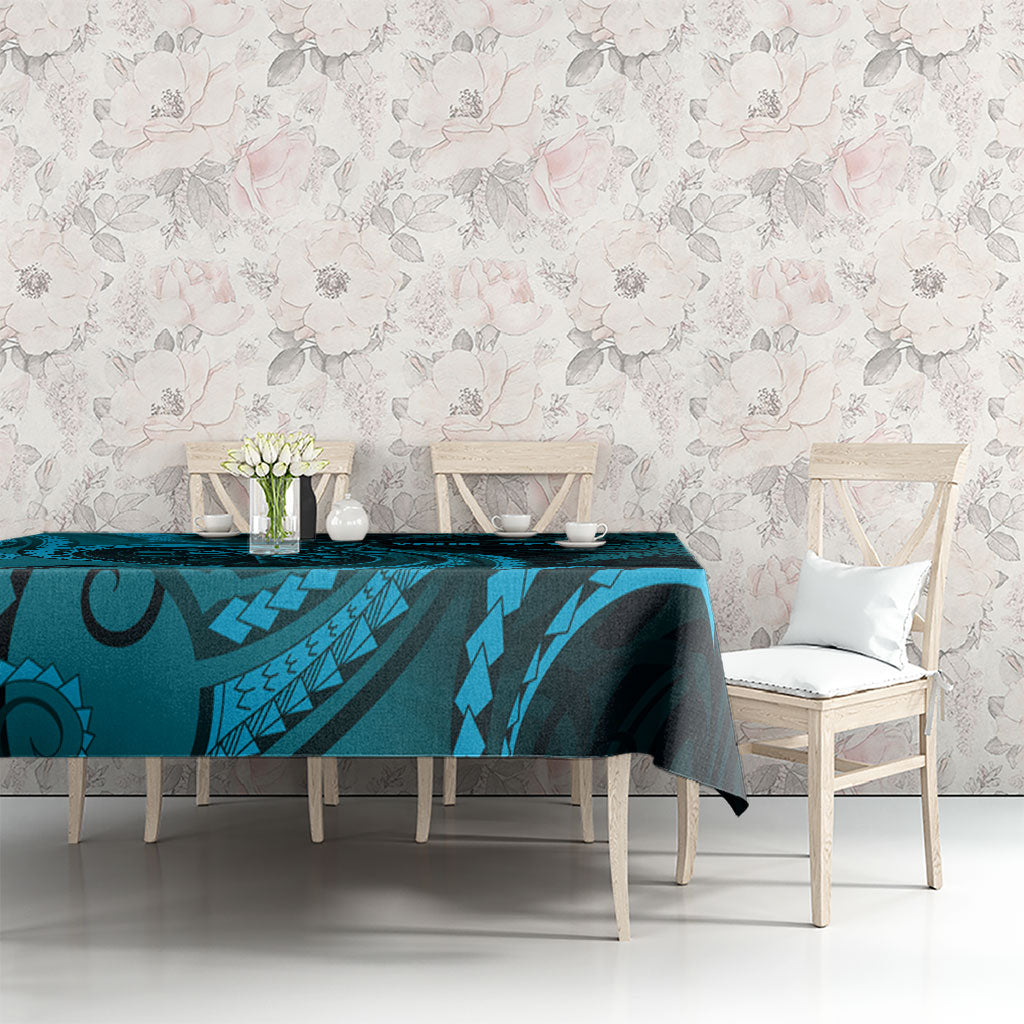 Personalised New Zealand Turquoise Darts Tablecloth Maori Fern Curve Style