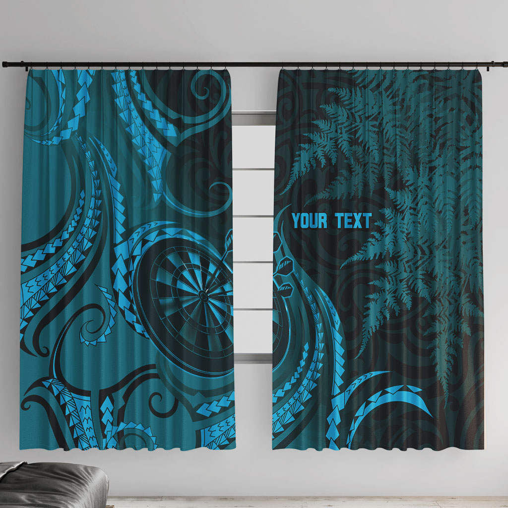 Personalised New Zealand Turquoise Darts Window Curtain Maori Fern Curve Style LT05 With Hooks Turquoise - Polynesian Pride