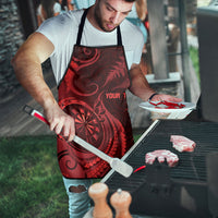 Personalised New Zealand Red Darts Apron Maori Fern Curve Style