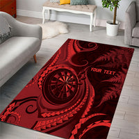 Personalised New Zealand Red Darts Area Rug Maori Fern Curve Style