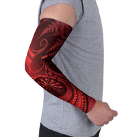 Personalised New Zealand Red Darts Arm Sleeves Maori Fern Curve Style