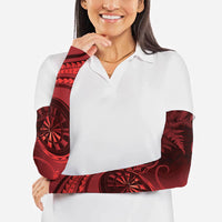 Personalised New Zealand Red Darts Arm Sleeves Maori Fern Curve Style
