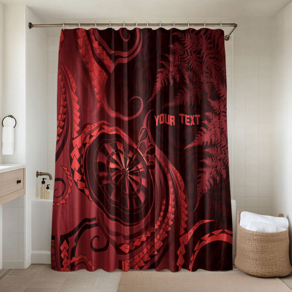 Personalised New Zealand Red Darts Bathroom Set Maori Fern Curve Style