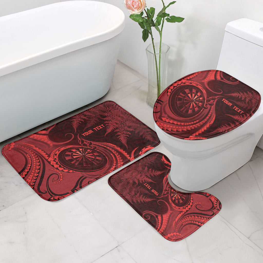 Personalised New Zealand Red Darts Bathroom Set Maori Fern Curve Style