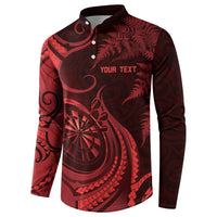 Personalised New Zealand Red Darts Button Sweatshirt Maori Fern Curve Style