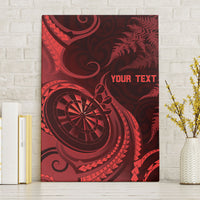 Personalised New Zealand Red Darts Canvas Wall Art Maori Fern Curve Style