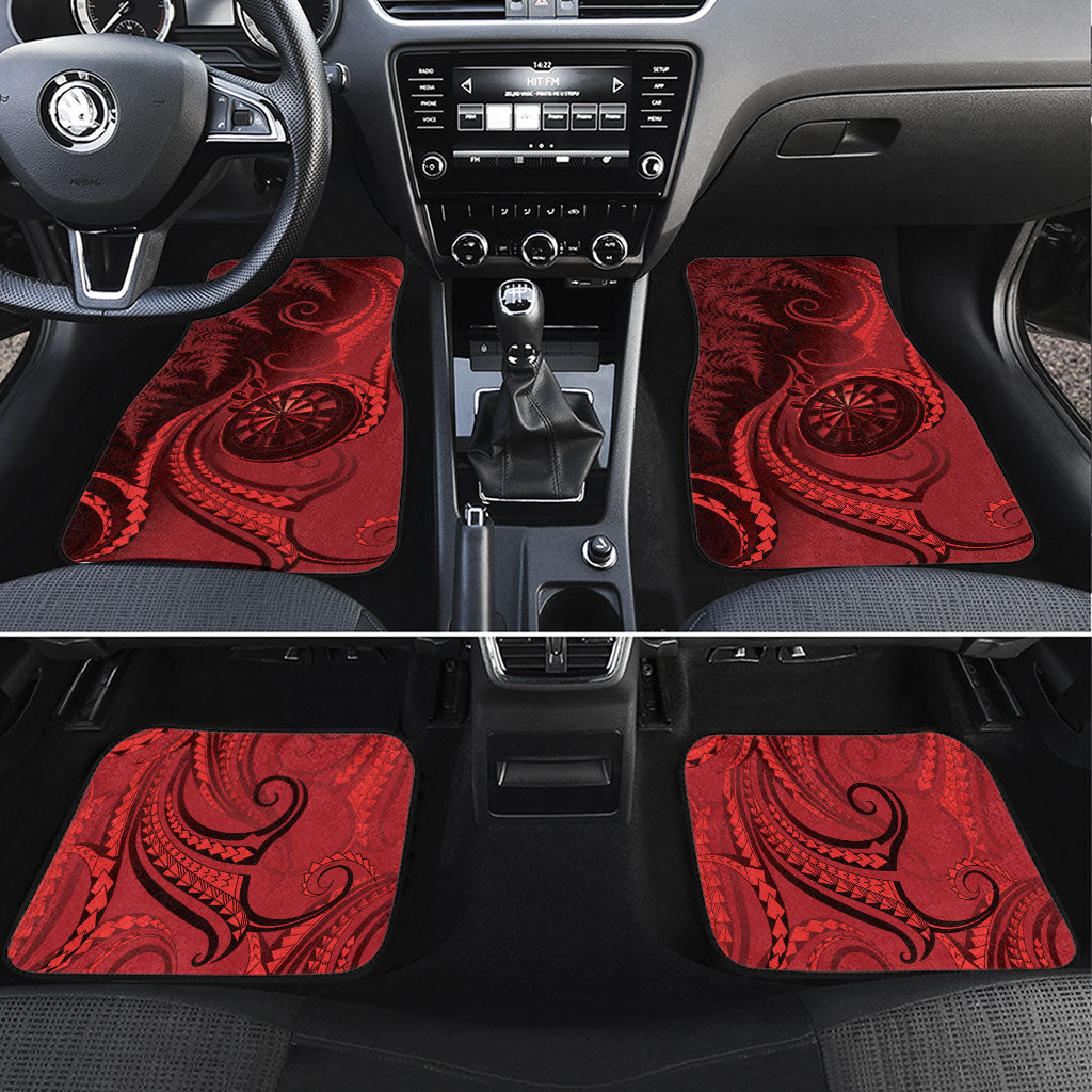 New Zealand Red Darts Car Mats Maori Fern Curve Style LT05 Set 4pcs Red - Polynesian Pride