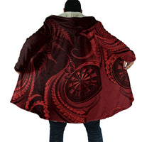 Personalised New Zealand Red Darts Cloak Maori Fern Curve Style