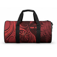 Personalised New Zealand Red Darts Duffle Bag Maori Fern Curve Style