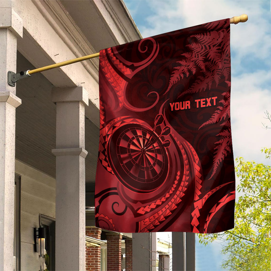 Personalised New Zealand Red Darts Garden Flag Maori Fern Curve Style LT05 House Flag Red - Polynesian Pride