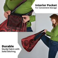 Personalised New Zealand Red Darts Grocery Bag Maori Fern Curve Style