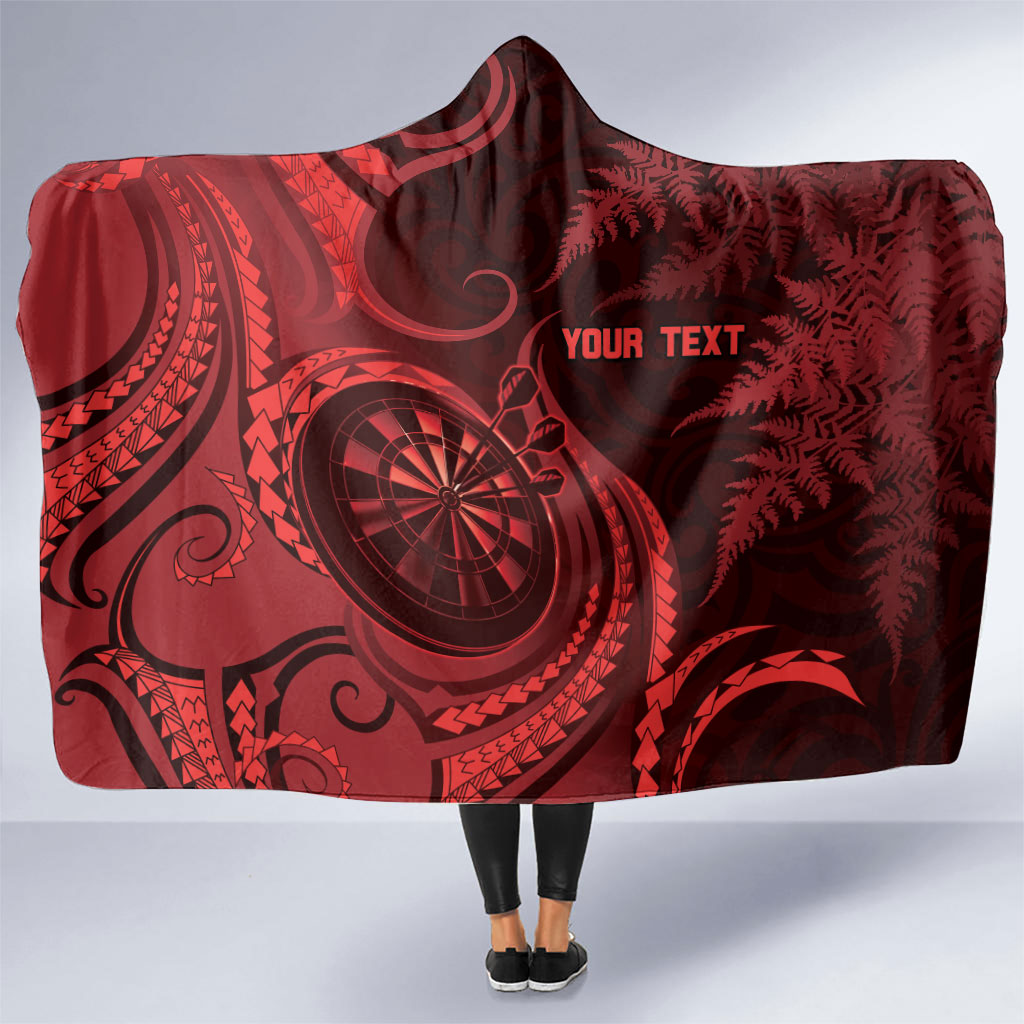 Personalised New Zealand Red Darts Hooded Blanket Maori Fern Curve Style LT05 One Size Red - Polynesian Pride