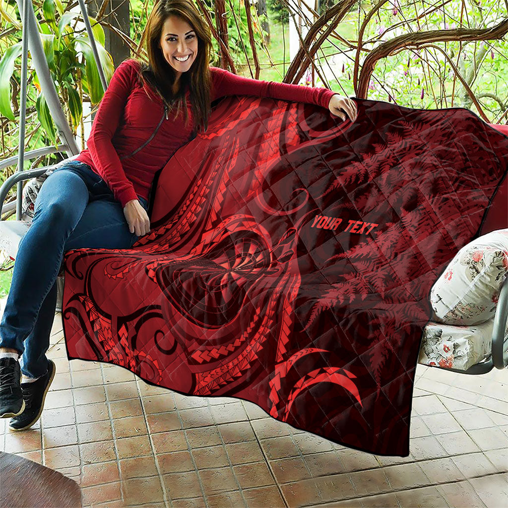 Personalised New Zealand Red Darts Quilt Maori Fern Curve Style
