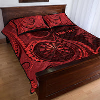 Personalised New Zealand Red Darts Quilt Bed Set Maori Fern Curve Style
